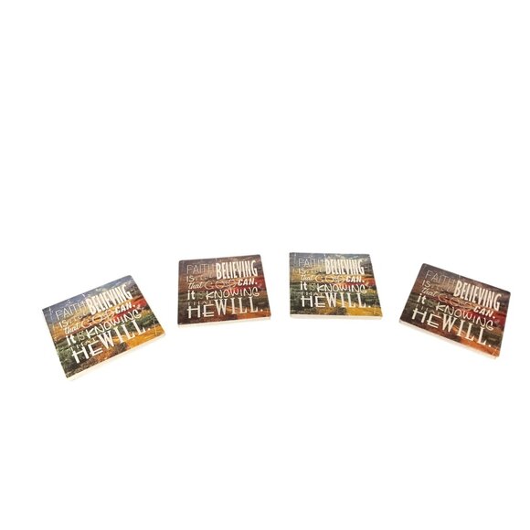 Faith-Inspired Wooden Coasters With "Faith Is Not Believing That God Can It Is K - Picture 2 of 4